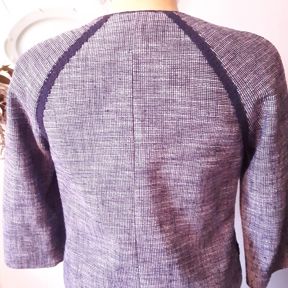 J Crew Navy & White Checked Cotton Cropped Jacket - Picture 8 of 10